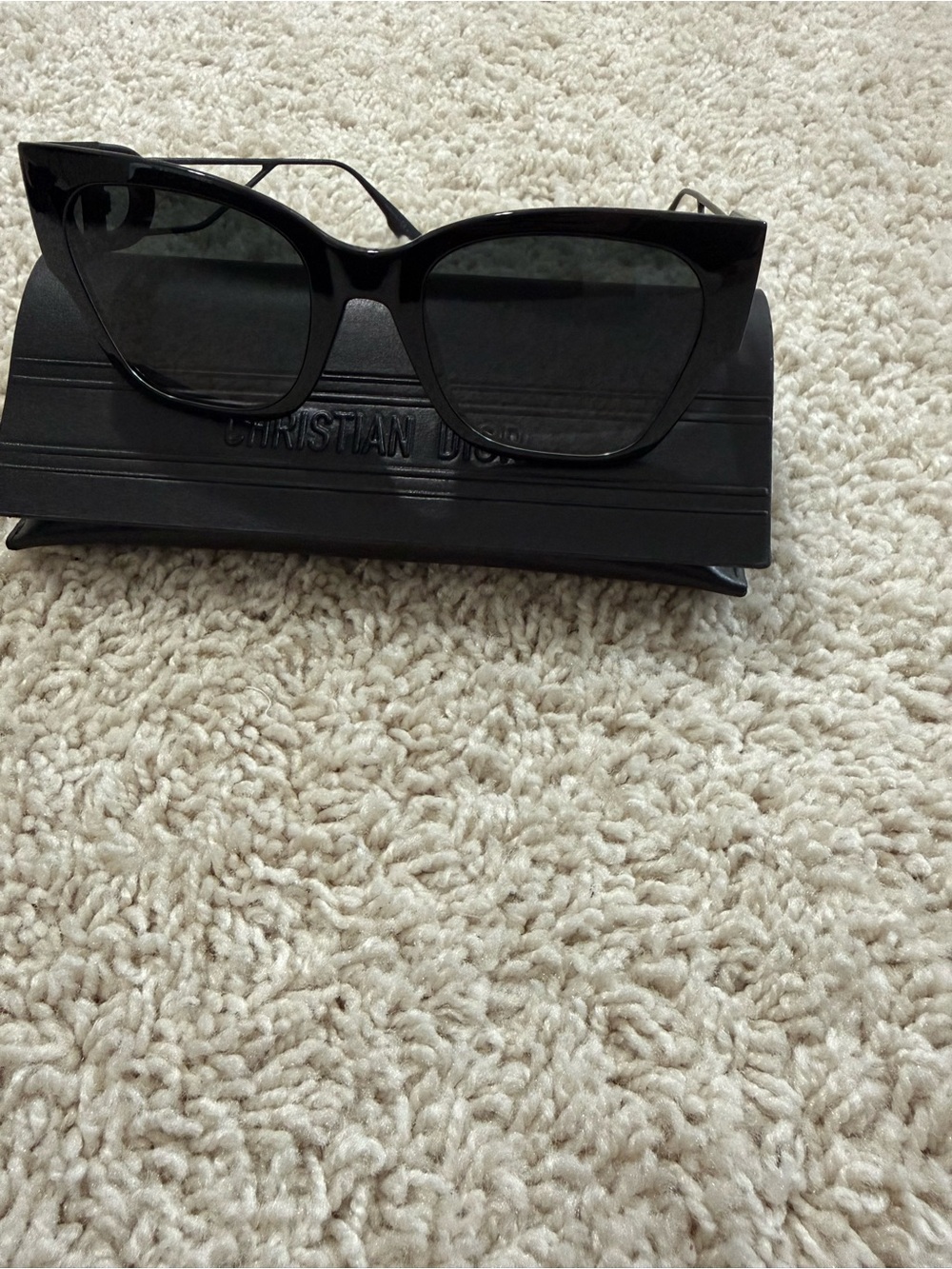 Dior Black Cat-Eye Sunglasses with Dark Lenses